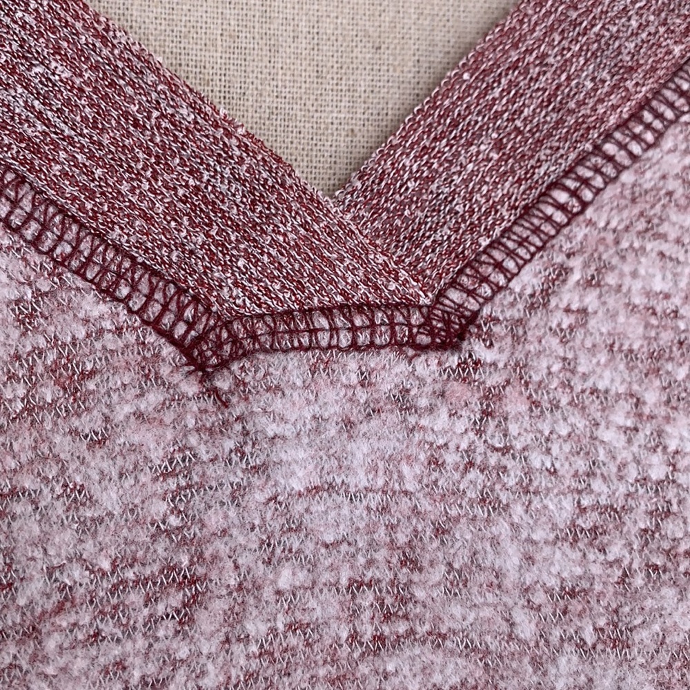 ❌DONATED❌Cherish Burgundy Contrast Long Sleeve Brushed Knit Top - Picture 7 of 10